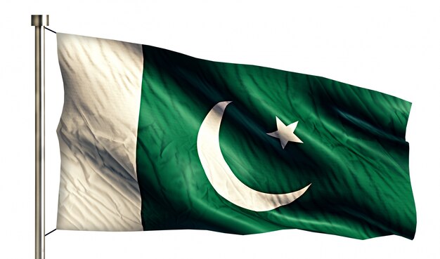 Pakistan Bandiera Nazionale Isolato Sfondo Bianco 3D