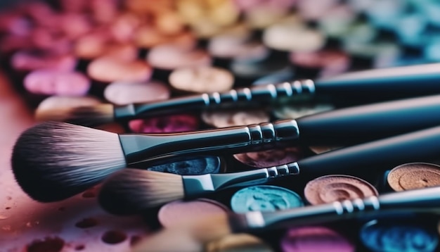 Palette di ombretti multicolori una collezione di bellezza generata dall'intelligenza artificiale
