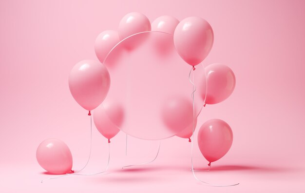 Palloncini rosa con cerchio sfocato