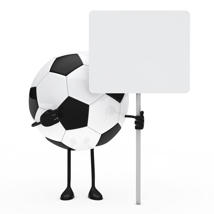 Foto gratuito pallone da calcio che mostra un cartello bianco