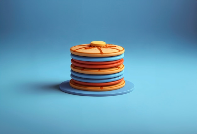 Pancake deliziosi in 3D, natura morta.