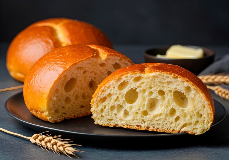 Foto gratuito pane di brioche appena cotto con burro