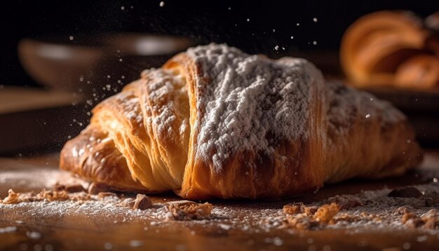 Pane e croissant fatti in casa sfornati freschi ogni giorno generati da AI