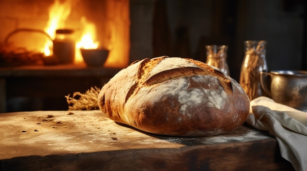 Pane fresco delizioso sul tavolo