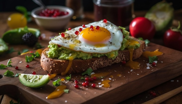 Panino alla griglia con verdure fresche e guacamole generativo AI