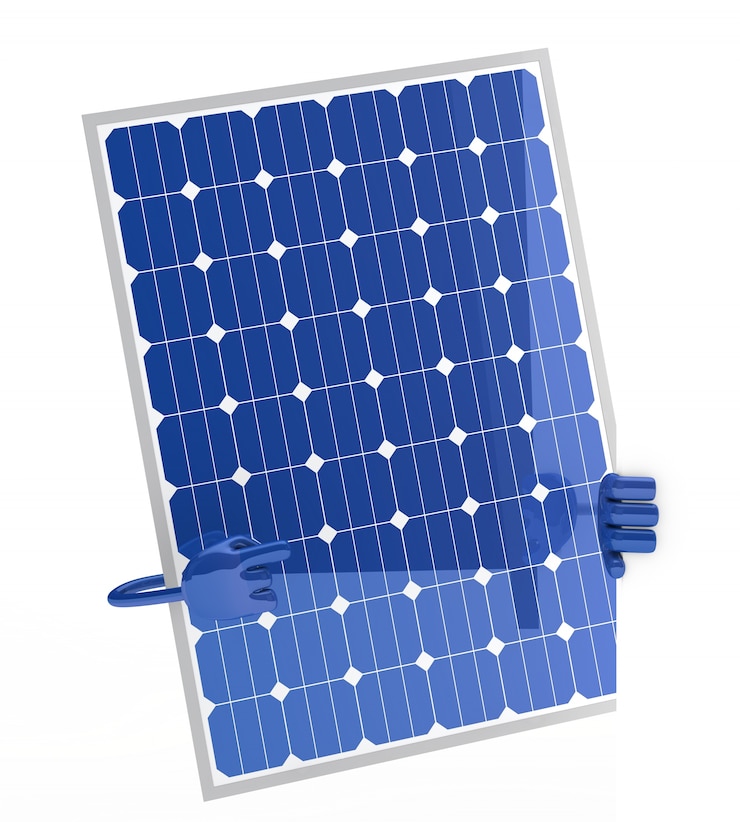 Foto gratuito pannello solare in possesso di un bordo bianco