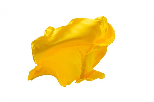 Panno giallo trasparente elegante liscio separato su bianco.
