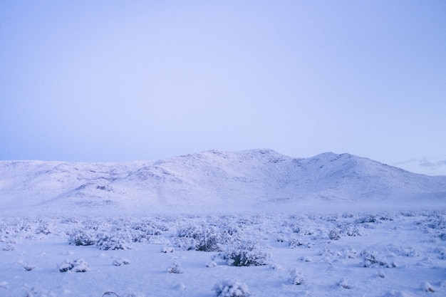 Panoramica di una montagna coperta di neve