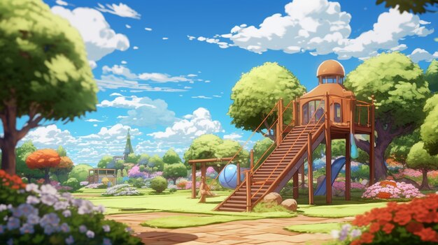 Parco giochi scolastico in stile anime