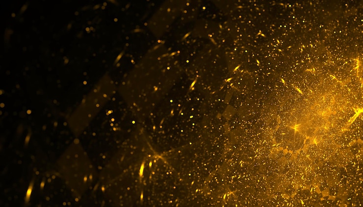 Foto gratuito particelle di polvere luccicanti scintillano con sfondo dorato illustrazione