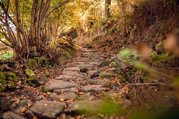 Passeggiata della strada romana da Barcena de Pie de Concha a Pesquera, in Cantabria.