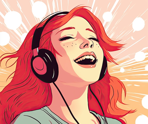 Passione per la musica in stile cartone animato illustrata