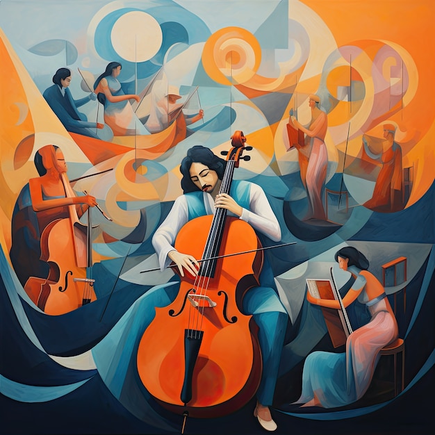 Passione per la musica in stile cartone animato illustrata