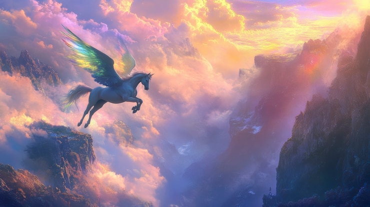 Foto gratuito pegasus con bellissime ali in natura