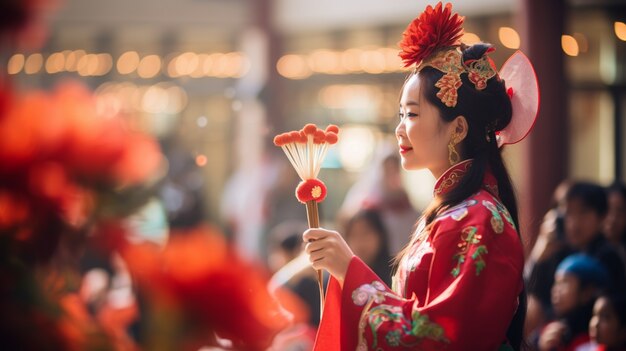 Persona asiatica che celebra la vigilia di Capodanno