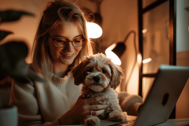 Persona che crea contenuti online con i propri animali domestici