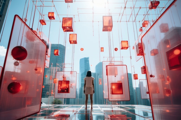 Persona che guarda il mistico futuristico altro cielo mondano