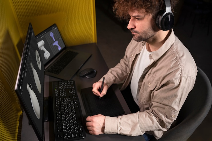 Foto gratuito persona che lavora su un progetto di animazione