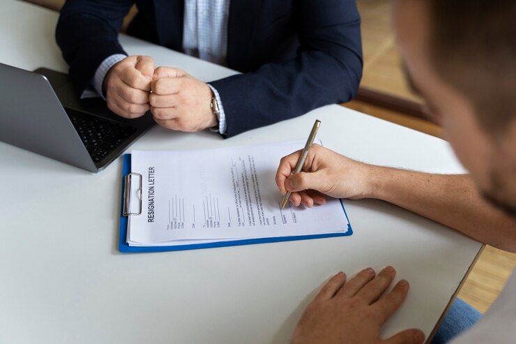 Foto gratuito persona che presenta le proprie dimissioni dal lavoro