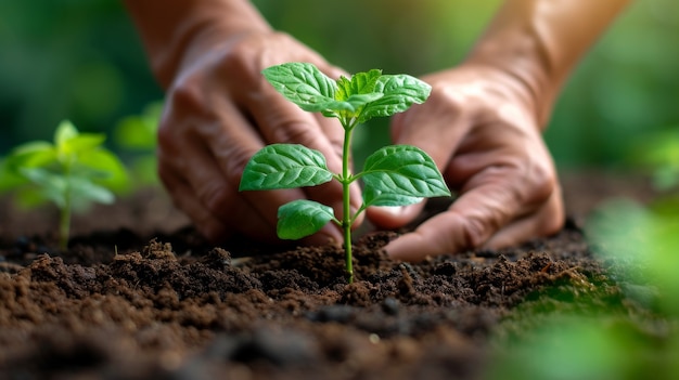 Persona che si prende cura e protegge la madre terra per la Giornata della Terra