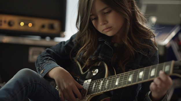 Personaggio che suona la chitarra elettrica