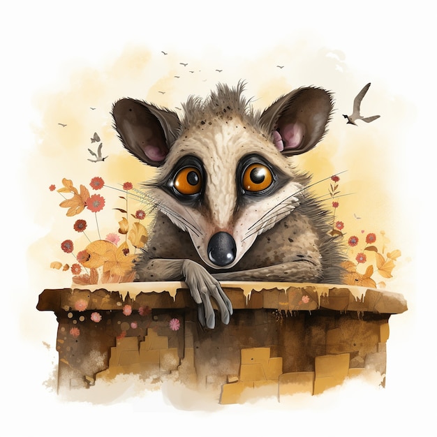 Personaggio dei cartoni animati di opossum selvatico