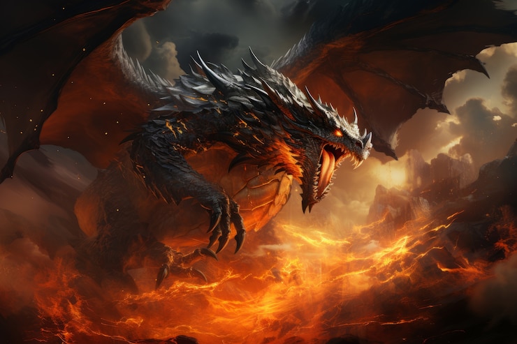 Foto gratuito personaggio in stile fantasy in fiamme