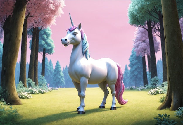 Personaggio unicorno carino in 3D