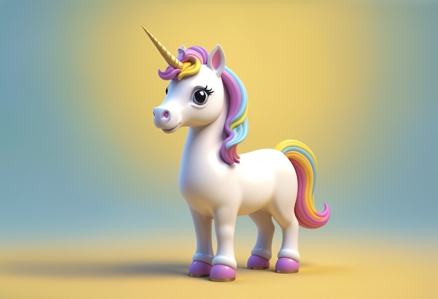 Personaggio unicorno carino in 3D