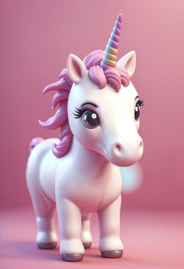 Foto gratuito personaggio unicorno carino in 3d