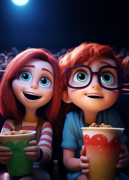 Persone 3D che guardano un film al cinema