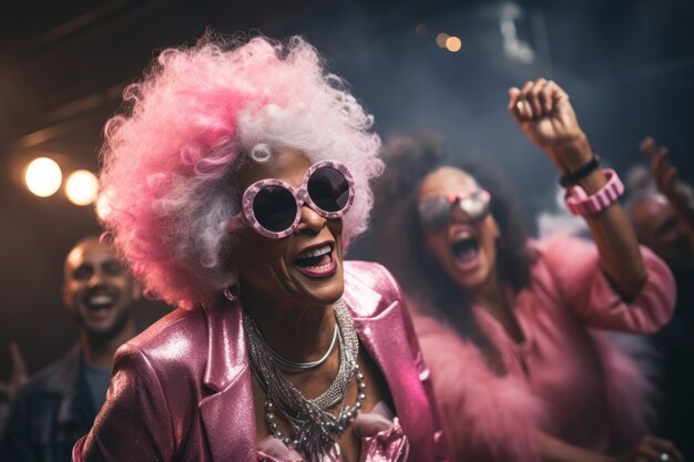 Persone anziane che ballano e si divertono al club