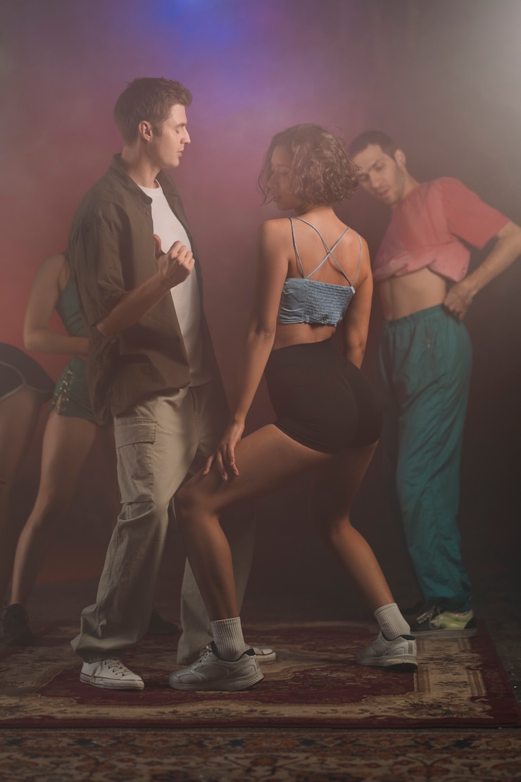 Foto gratuito persone che ballano e twerking in una festa al coperto