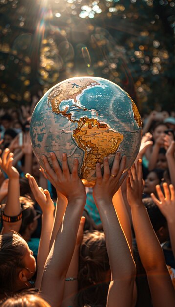 Persone che celebrano la Giornata Mondiale della Popolazione