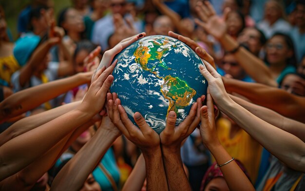 Persone che celebrano la Giornata Mondiale della Popolazione