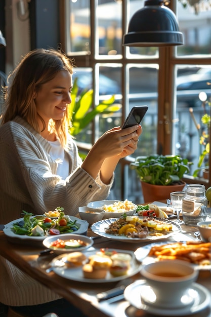 Persone che creano contenuti alimentari da caricare su Internet per gli amanti del cibo