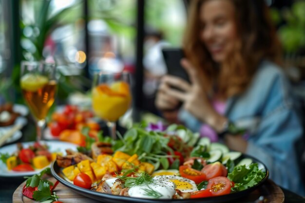 Persone che creano contenuti alimentari da caricare su Internet per gli amanti del cibo