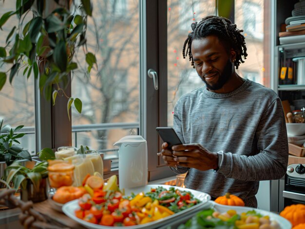 Persone che creano contenuti alimentari da caricare su Internet per gli amanti del cibo