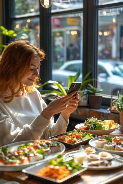 Persone che creano contenuti alimentari da caricare su Internet per gli amanti del cibo