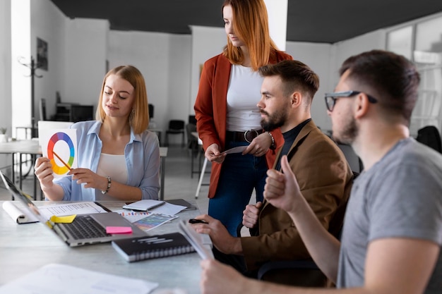 Persone che fanno brainstorming in una riunione di lavoro