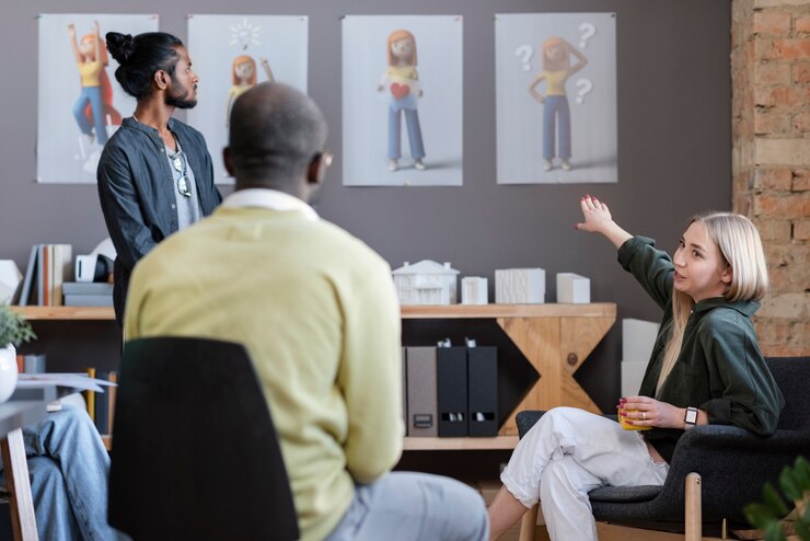 Foto gratuito persone che lavorano insieme in uno studio di animazione