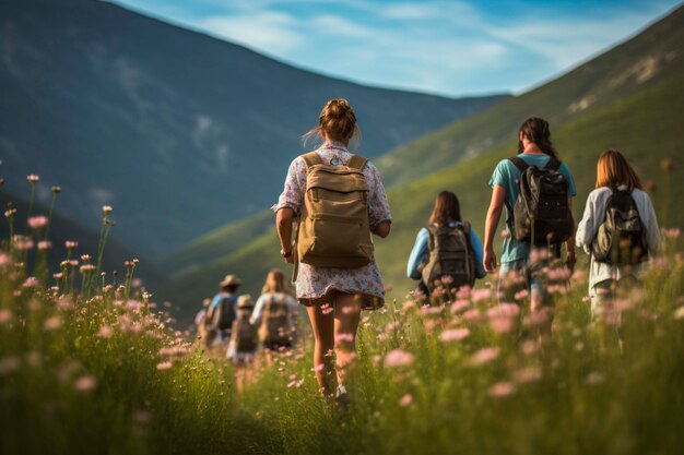 Persone che partecipano a un movimento di viaggi sostenibili