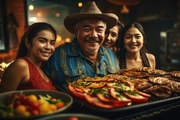 Persone che si godono il barbecue messicano