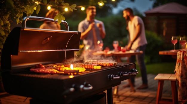 Persone che si godono il barbecue messicano