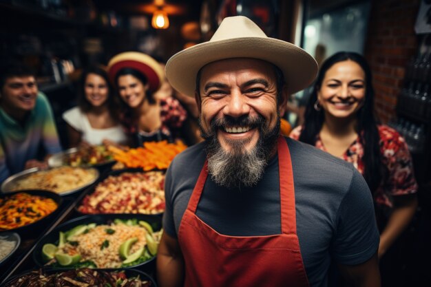 Persone che si godono il barbecue messicano