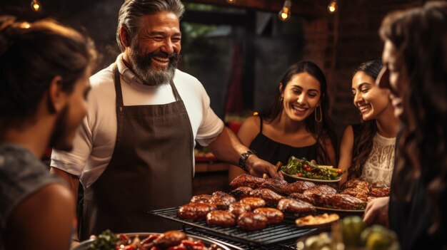 Persone che si godono il barbecue messicano