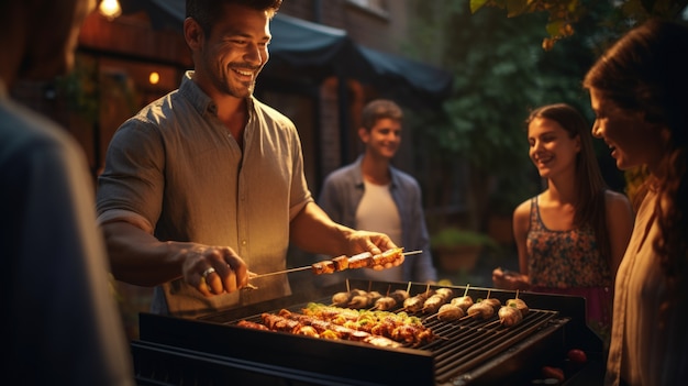 Persone che si godono il barbecue messicano