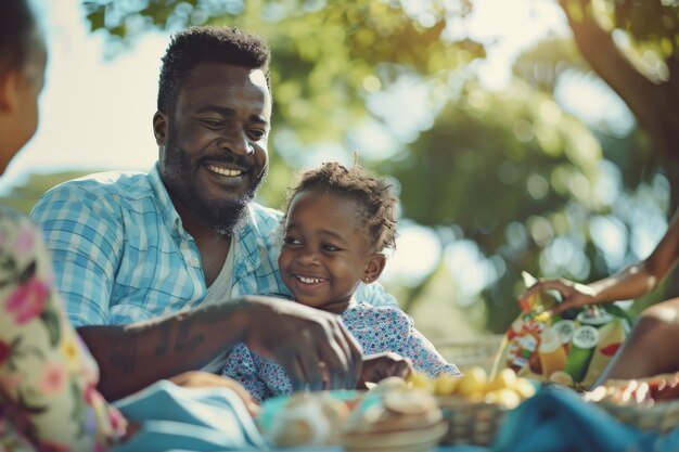 Persone che si godono un giorno di picnic estivo insieme all'aperto