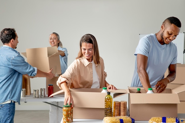 Persone di livello medio che lavorano insieme