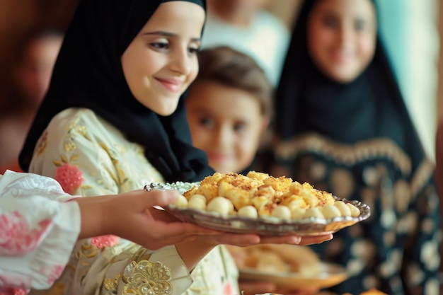 Persone di medio livello che celebrano l'eid al-fitr